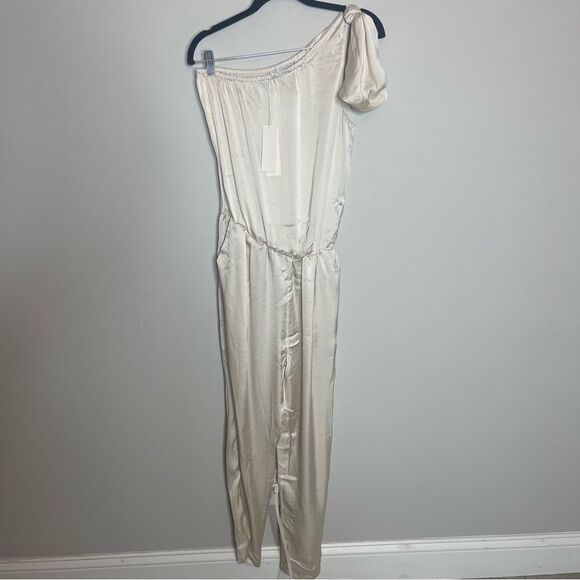 $395 New OVERLOVER Winona One-Shoulder Satin Jumpsuit |XS - Picture 6 of 9